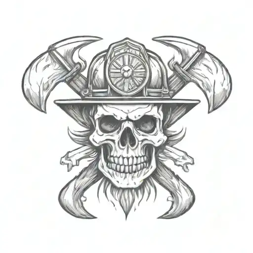 A Firefighter Skull With Axes