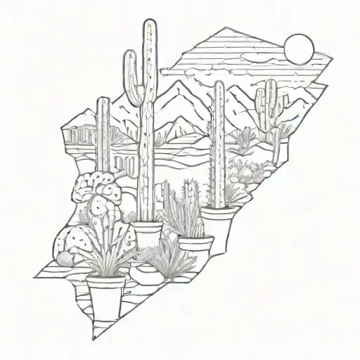 Colorado And Arizona Landscape With Cacti
