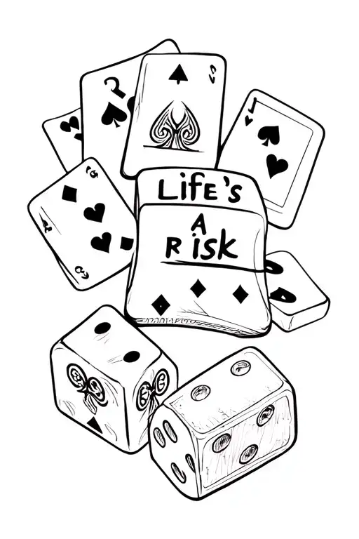 Dice With Cards Around Saying Life's A Risk