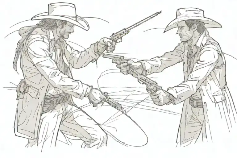 Cowboy Dueling Each Other