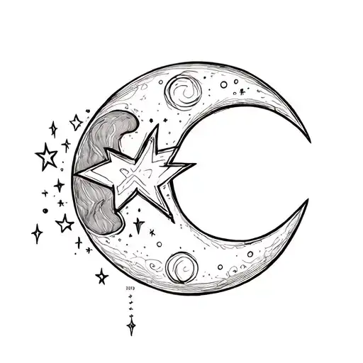 Letters C&e Moon And Star