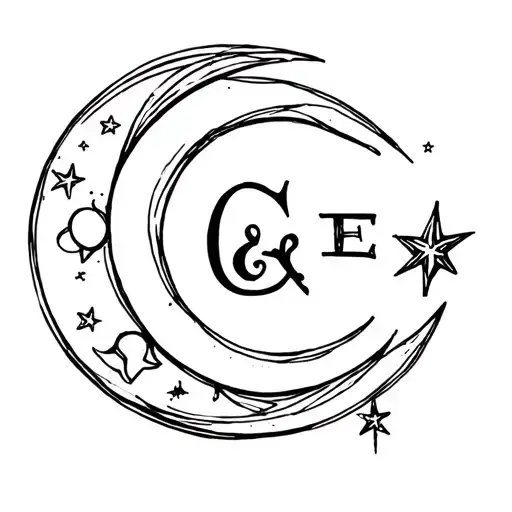 Letters C&e Moon And Star
