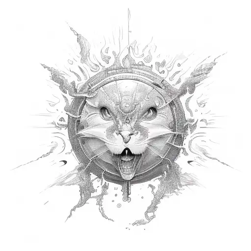 Wave And Sun Linework