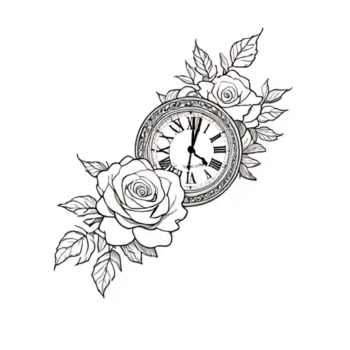 A Clock With Roses On It