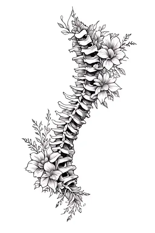 Floral Spine Tattoo Design