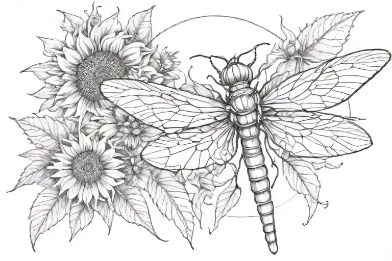 Angel Halo Dragonfly Sunflower