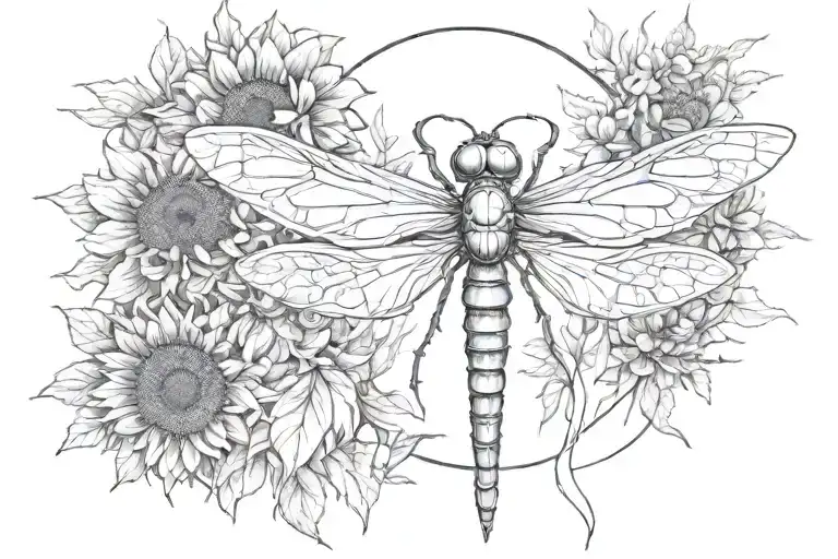 Angel Halo Dragonfly Sunflower