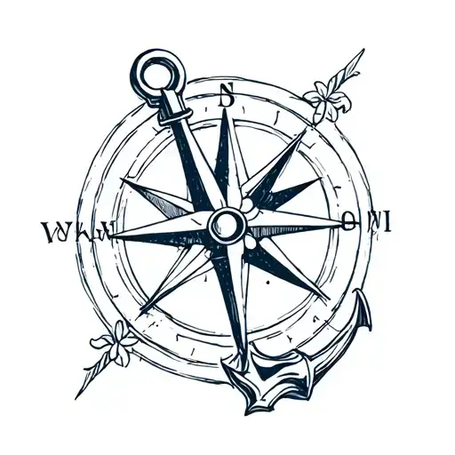 Anchor And Compass Rose