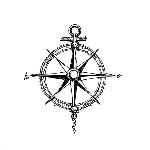 Anchor And Compass Rose Surrounded