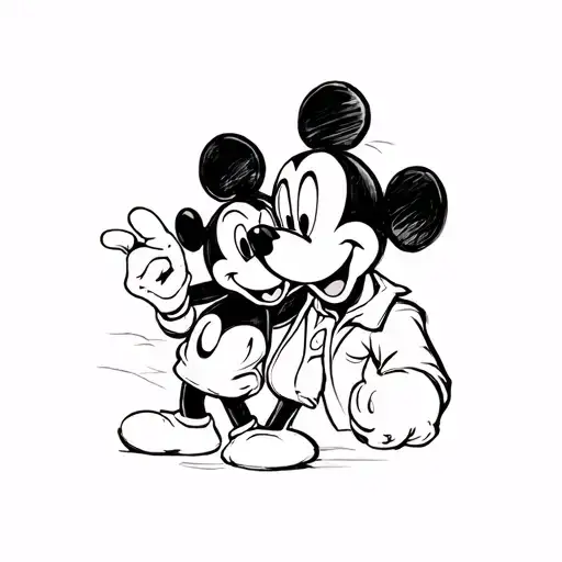 Walt Disney And Mickey Head Silhouette Boy