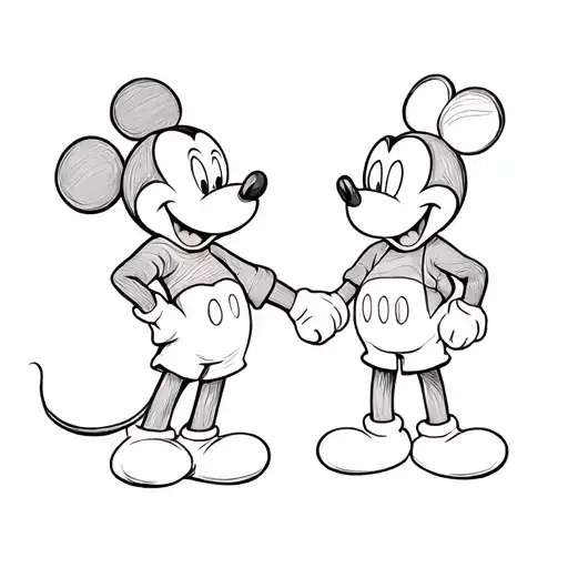 Walt Disney And Mickey Mouse Holding Hands