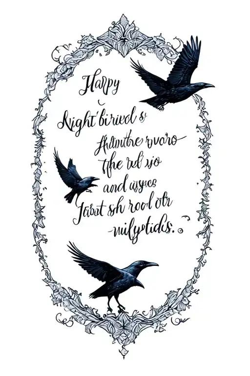 Nightbird Quote With Ravens Flying