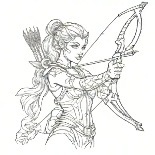 Artemis Huntress Holding Bow And Arrow