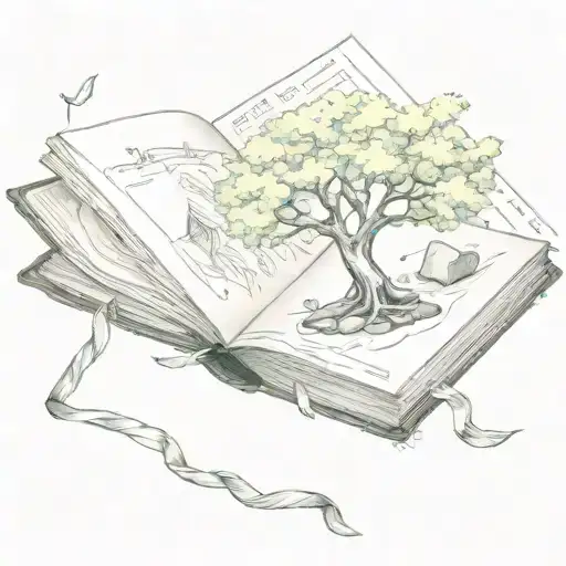 Tree Coming Through Book And Gem Stone