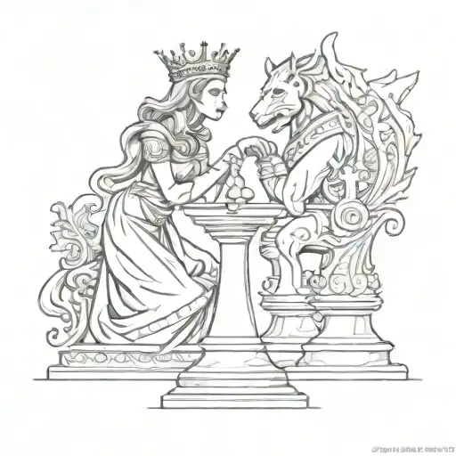 Queen And Knight Chess Piece Morphing