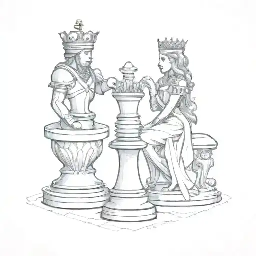 Queen And Knight Chess Piece Merged Together
