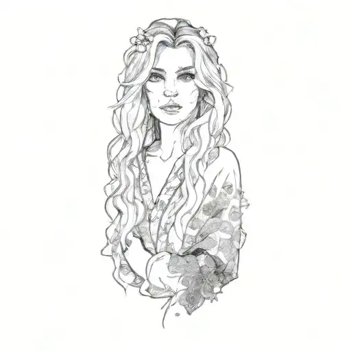 A Portrait Of A Woman With Long Blond Hair In A Robe Looking Forward