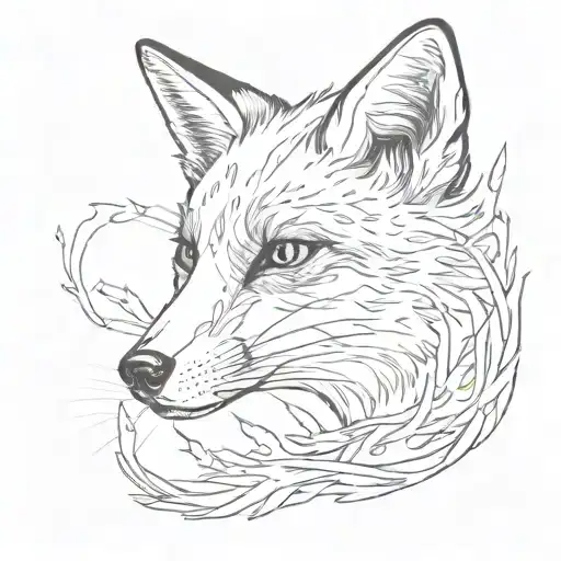 Fox Face Sideways With A Twig On The Forearm