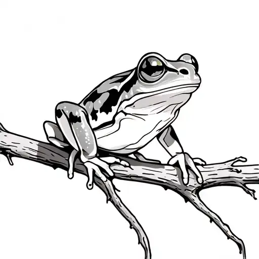 Tree Frog On Tree Branch