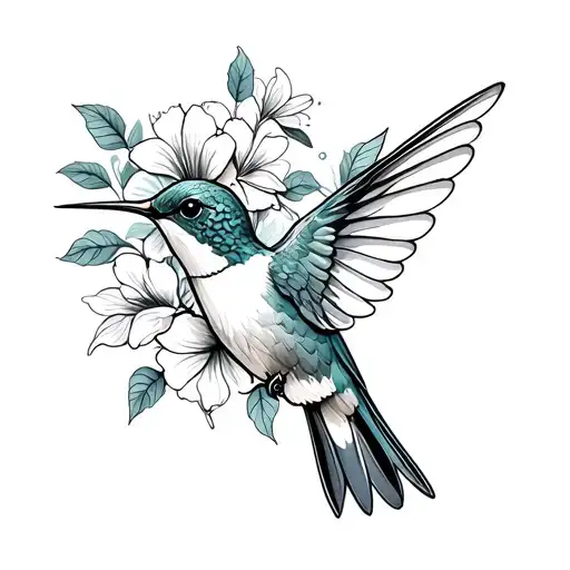 Hummingbird With Flowers