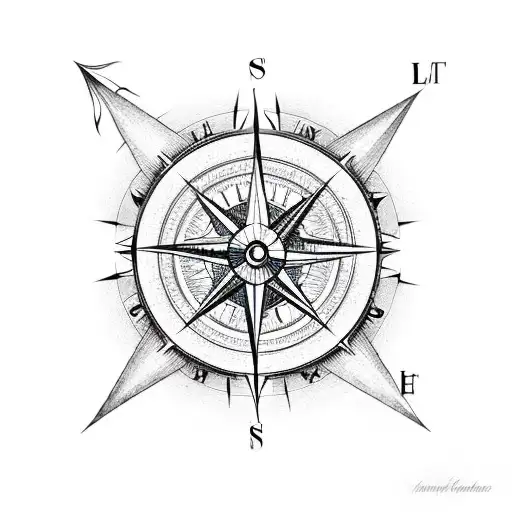 Compass With A Lily In The Middle