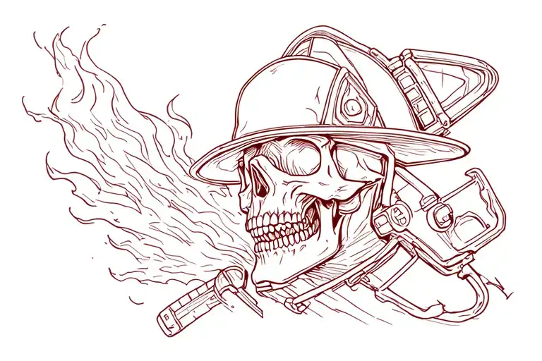 Firefighter Skull Surrounded