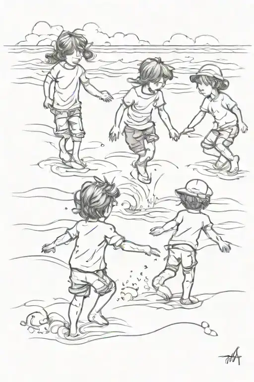 3 Kids Playing On The Beach