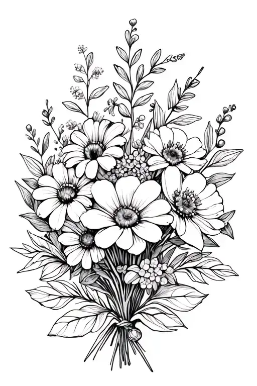 Flower Bouquet With The Birth Flowers Of February March May October December