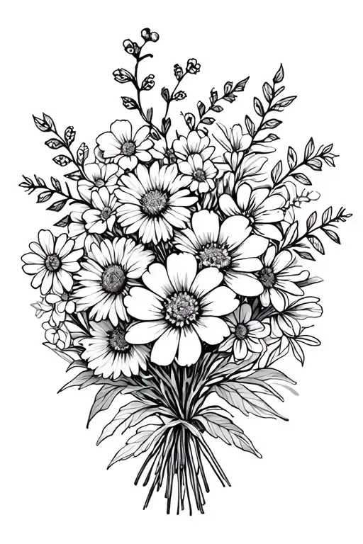 Flower Bouquet With The Birth Flowers Of February March May October December