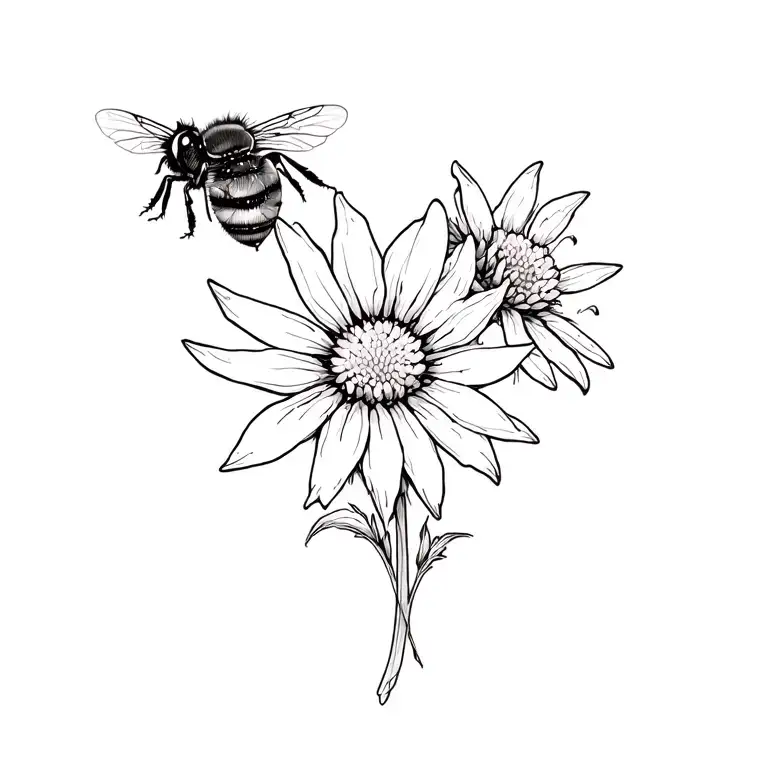 Edelweiss And Small Bee