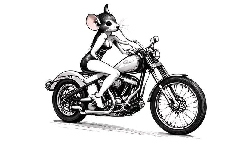 Female Mouse Motorcycle Biker