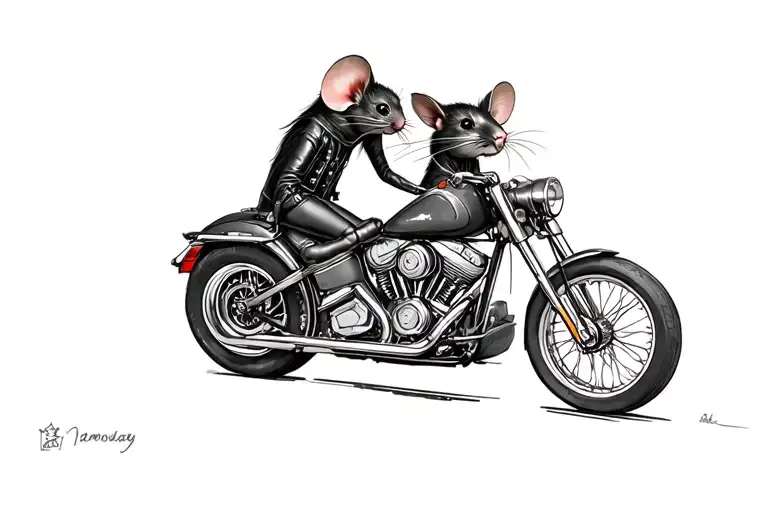 Female Mouse Wearing Leathers Motorcycle Biker