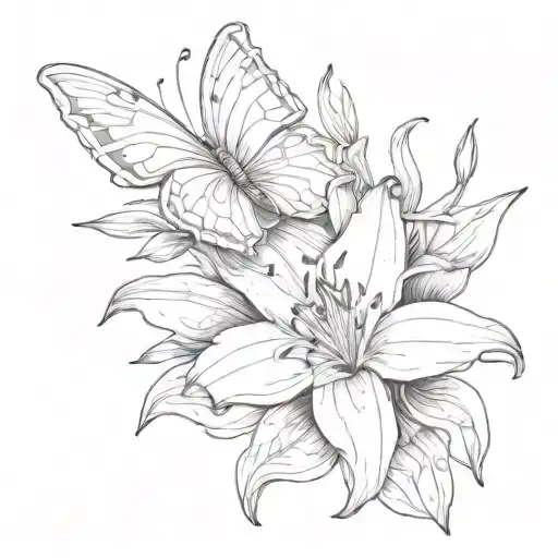 Lily With A Classic White Butterfly