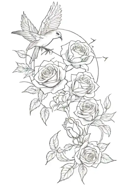 Roses Birds Flying Towards The Sun