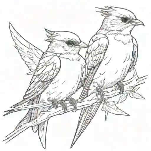 Swallow Bird Father And Daughter