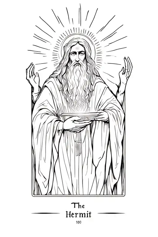 The Hermit Tarot Holding Light Emanating