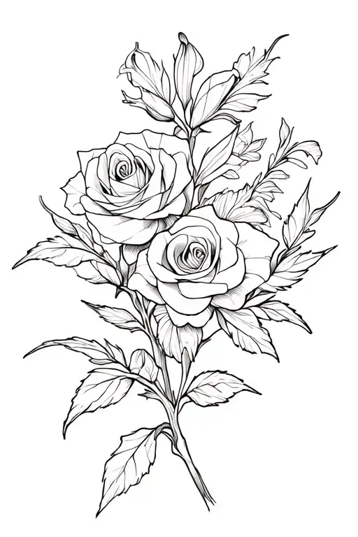 Rose And Gladiolus Flower Intertwined