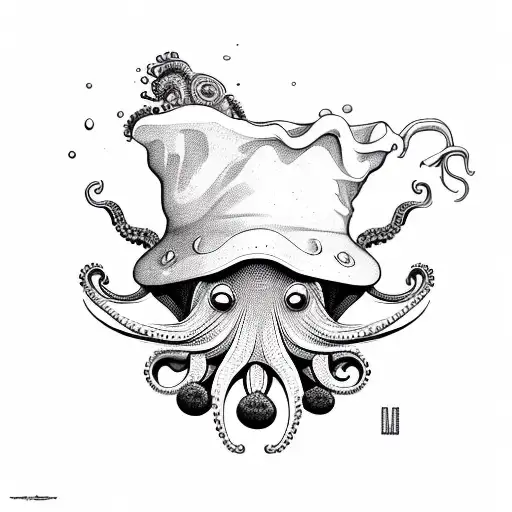 Octopus Chef Coming Out From A Boiling Pan