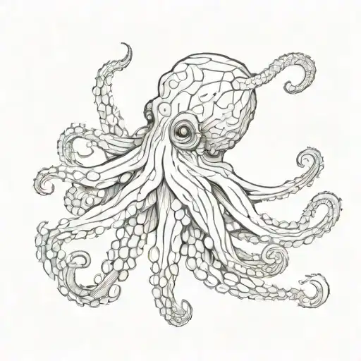 An Octopus Exploring A Coral Reef Made Of Lines Of Code
