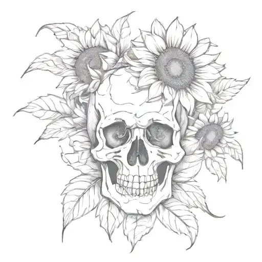 Skull And Sunflower