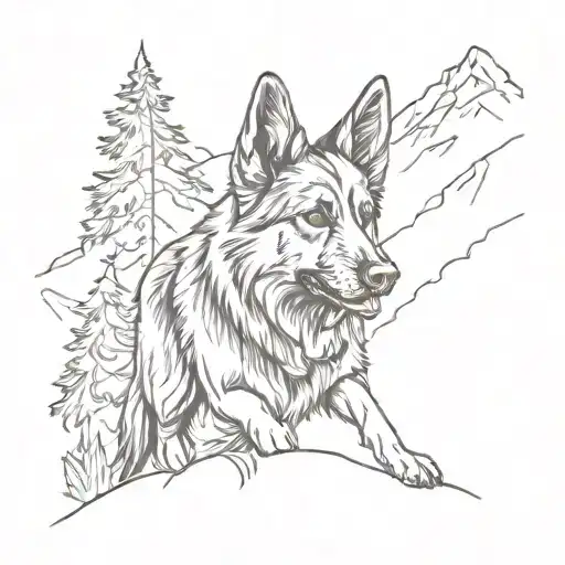 Long Haired German Shepherd Dog Looking Back On A Mountain Trail