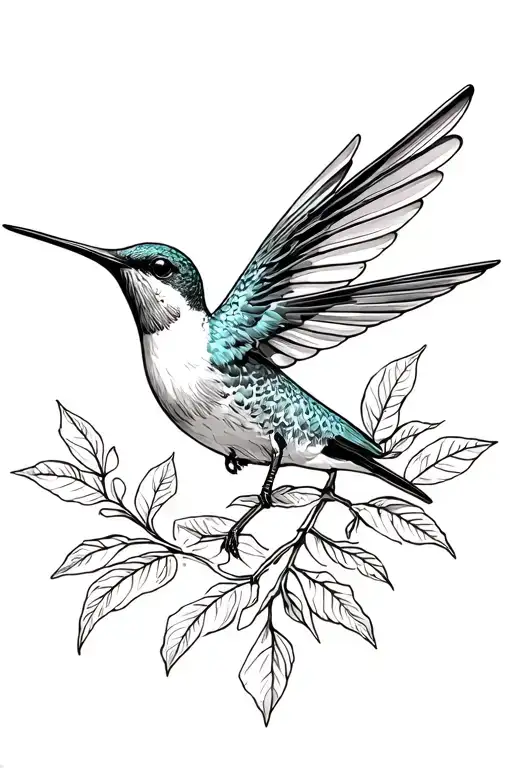 Lignum Vitae With Humming Bird Flying