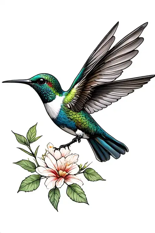 Lignum Vitae With Humming Bird Flying