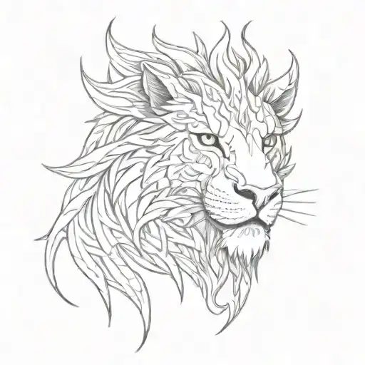 Lion Stare With Flames In Eyes White Dragon