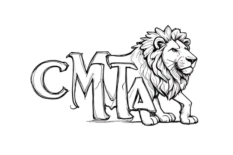 Lion With The Letters C M T A Sketch Style Design