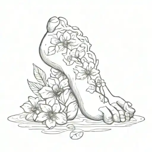 Baby Footprints And Flowers