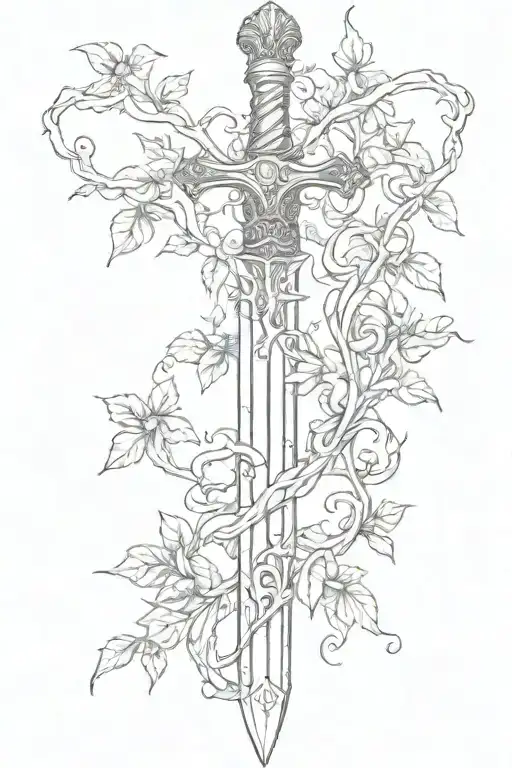 Femine Sword With Vines Wrapped Loosely