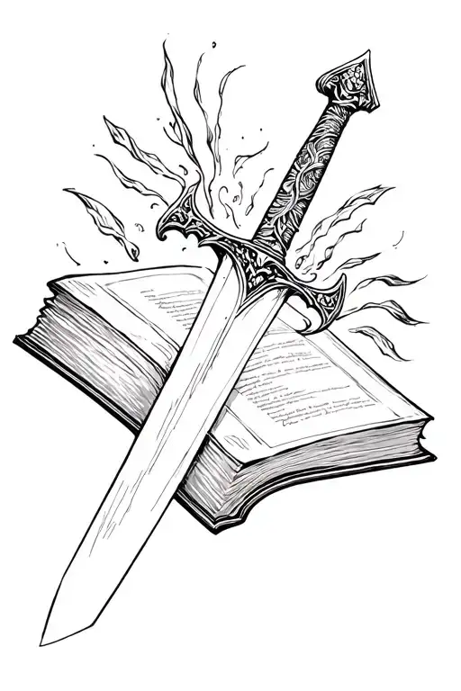 Sword Coming Out Of Books
