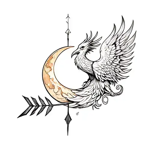 Arm Tattoo Which Represents Growth Make A Combination Of Moon Arrow And Phoenix