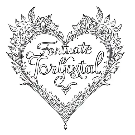 Heart Outline With Words Spelling Fortunate & Crystal